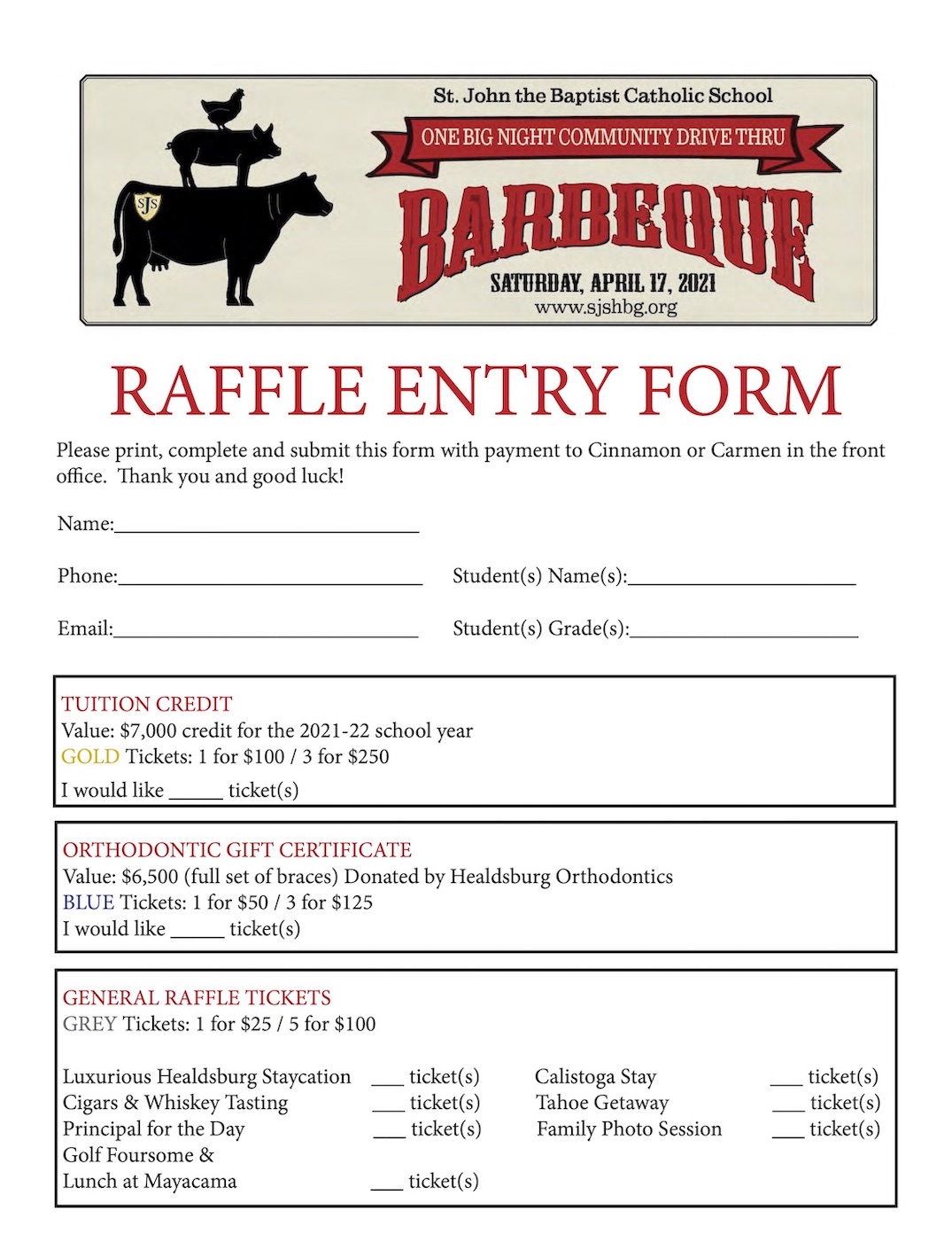 Raffle Entry Form